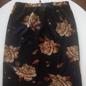 Women's Black and Brown Knee Length Skirt